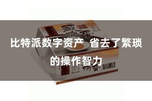 比特派数字资产 省去了繁琐的操作智力