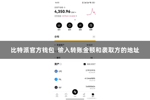 比特派官方钱包  输入转账金额和袭取方的地址